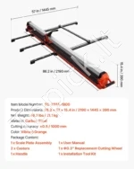 Rankinės plytelių pjovimo staklės, 1800 mm, su lazeriniu kreipikliu ir transportavimo ratukais - Image 7