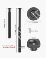 Reguliuojamo aukščio plieninės stalo kojos, 710–1100 mm, 4 vnt., juodos - Image 5