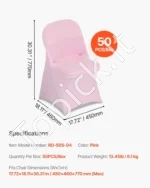Rožiniai kėdžių užvalkalai iš poliesterio ir spandekso, 50 vnt. komplektas, pokyliams ir šventėms - Image 5