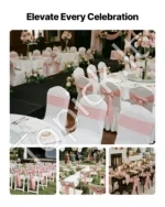 Satino kaspinai kėdėms, 100 vnt. komplektas, Rose Gold spalvos, vestuvių ir renginių dekoracijoms - Image 2