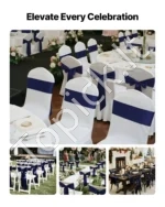 Satino kaspinai kėdėms, 50 vnt. komplektas, tamsiai mėlynos spalvos, iškilmingoms dekoracijoms - Image 2