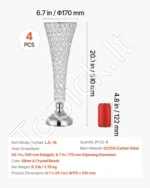 Sidabrinės dekoratyvinės vazos su krištolo karoliukais šventiniams stalams, 51 cm, 4 vnt. - Image 7
