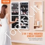 Sieninė papuošalų spintelė su veidrodžiu, 108 cm - Image 2