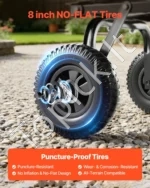 Sodo savivartis vežimėlis 181 kg, plastikinis krovinių vagonėlis su 90° greito išvertimo mechanizmu ir 180° pasukamais ratais, Pramoninė juoda apdaila - Image 3