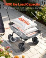 Sodo savivartis vežimėlis 181 kg, plastikinis krovinių vagonėlis su 90° greito išvertimo mechanizmu ir 180° pasukamais ratais, Pramoninė juoda apdaila - Image 2
