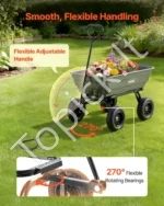 Sodo savivartis vežimėlis 272 kg, lengvas plastikinis krovinių vagonėlis su 90° išvertimo mechanizmu, Matinė juoda - Image 5