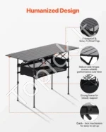 Sulankstomas aliuminio kempingo stalas su tinkliniu krepšiu (120 x 55 x 51 cm) - Image 6