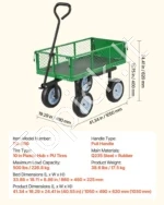 Sustiprintas sodo vežimėlis-kėdutė, du viename 226,8 kg, su 25,4 cm padangomis, Žalia - Image 7
