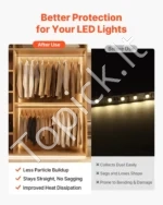 V formos kampinis LED aliuminio profilis, 10 vnt. po 2 m, su pieno baltumo gaubteliais - Image 3