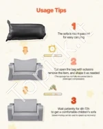 Vaikiška sofa du viename, sulankstomas minkštas fotelis su porankiais, pilkos spalvos - Image 7