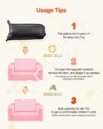 Vaikiška sofa du viename, sulankstomas minkštas fotelis su porankiais, rausvos spalvos - Image 6