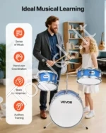 Vaikiškas 3 dalių būgnų komplektas, 35 cm bosinis būgnas, mėlynas - Image 5