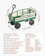 Vaikiškas traukiamas vežimėlis 101 cm, universalus transportavimo vagonėlis su nuimamais mediniais bortais iki 250 kg - Image 7
