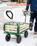 Vaikiškas traukiamas vežimėlis 101 cm, universalus transportavimo vagonėlis su nuimamais mediniais bortais iki 250 kg - Image 5