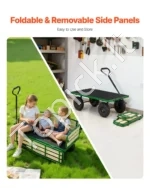 Vaikiškas traukiamas vežimėlis 101 cm, universalus transportavimo vagonėlis su nuimamais mediniais bortais iki 250 kg - Image 4