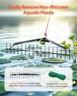 Vandens augalų ir dumblių grėblys 810 x 495 x 165 mm, dvipusis tvenkinių bei ežerų valymo įrankis su 9 m virve - Image 2