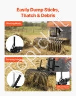 Vienos ašies prikabinamas landšafto grėblys, 1070 mm pločio vejos ir akmenų tvarkymo įrenginis - Image 4