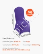 Violetiniai kėdžių užvalkalai iš poliesterio ir spandekso, 50 vnt. komplektas, didesnių matmenų kėdėms - Image 6