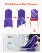 Violetiniai kėdžių užvalkalai iš poliesterio ir spandekso, 50 vnt. komplektas, didesnių matmenų kėdėms - Image 5