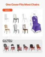 Violetiniai kėdžių užvalkalai iš poliesterio ir spandekso, 50 vnt. komplektas, didesnių matmenų kėdėms - Image 4
