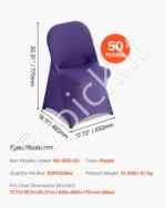 Violetiniai kėdžių užvalkalai iš poliesterio ir spandekso, 50 vnt. komplektas, šventėms ir banketams - Image 7