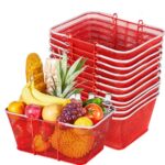 Metalinių pirkinių krepšelių rinkinys, 12 vnt., 22 l, raudona spalva