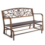 Lauko suoliukas-sūpuoklės, 127 cm, metalinis rėmas, ketaus atlošas
