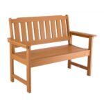 Lauko suoliukas, 128 cm, atsparus oro sąlygoms plastikas, natūralaus medžio spalva