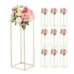 Auksiniai kvadratiniai kolonų pavidalo gėlių stovai šventiniam dekorui su paslėptais varžtais, 80 cm, 10 vnt.