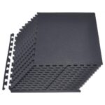 Minkšta Puzzle grindų danga sportui, 24 vnt. komplektas, EVA putos, 61 x 61 x 1,4 cm, Juoda (Black)