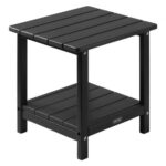 Dviejų aukštų lauko šoninis staliukas iš HDPE, 45 cm (juodas)