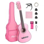 Klasikinė gitara, 780 mm, liepos medienos komplektas pradedantiesiems su priedais, rožinė