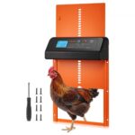 Automatinės vištidės durelės su laikmačiu ir apsauga nuo prispaudimo, oranžinės