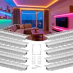 LED aliuminio profiliai įleidžiami į tinką, 10 vnt. po 2 m, beapvadžiai, 