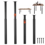 Reguliuojamo aukščio plieninės stalo kojos, 710–1100 mm, 4 vnt., juodos