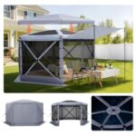 Greitai surenkama pavėsinė-palapinė su tinkleliu, 1,8 x 3,6 m, 8–10 asmenų, Pilka