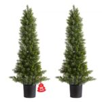 Aukštos kokybės dirbtinis kedro medis – kiparisas su vazonu (2 vnt. komplektas), 914 mm