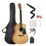 Akustinė gitara Dreadnought, 104 cm, natūralios spalvos rinkinys pradedantiesiems suaugusiems