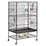 Metalinis paukščių narvas su mobiliu stovu, 80 x 52 x 132 cm