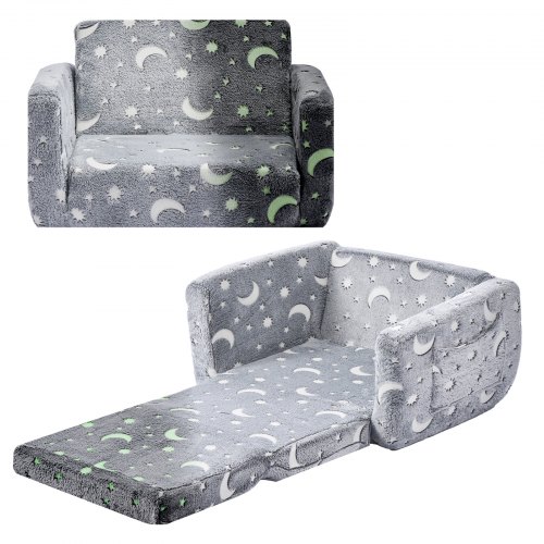 de2FZDETSFHSTAZMPAV8I001V02Fgoods_img-v22Fkids-sofa-m100-1.2.jpg Vaikiška sofa du viename, sulankstomas minkštas fotelis su porankiais, tamsoje šviečiantis raštas, pilka - Image 1