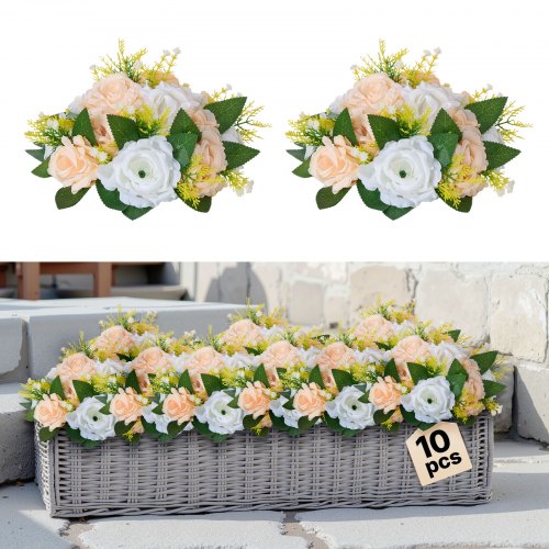 de2FZSHQQXXBSBS9XFFOK001V02Fgoods_img-v12Fflower-balls-centerpiece-m100-1.2.jpg Dirbtinių gėlių puokštės-rutuliai vestuvių dekoracijoms, 10 vnt., Champagne - Image 1