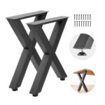 Plieninės stalo kojos, X formos, 750 mm x 600 mm, 2 vnt., juodos