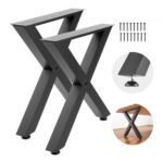 Plieninės stalo kojos, X formos, 750 mm x 760 mm, 2 vnt., juodos