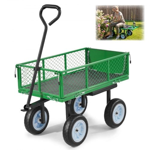 de2FZXHYTCLS550BZNBR7001V02Fgoods_img-v12Fgarden-cart-m100-1.2.jpg Sustiprintas sodo vežimėlis-kėdutė, du viename 226,8 kg, su 25,4 cm padangomis, Žalia - Image 1