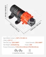 12V DC savisiurbis diafragminis vandens siurblys, 4,5 l/min, 80 PSI - Image 6