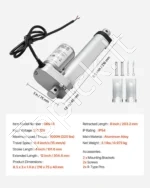 12V tiesinė pavara, 101,6 mm eiga, 15 mm/s greitis, 1000 N keliamoji galia - Image 7