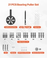 21 dalių aklinų guolių nuėmiklių rinkinys su 3 kojų griebtuvu - Image 6