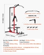 3-in-1 Lat traukos ir irklavimo treniruoklis, 181 kg apkrova - Image 7