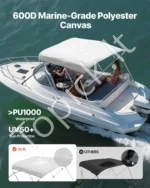 3 lankų bimini stogas valčiai, 183 cm ilgio, šviesiai pilkas - Image 2