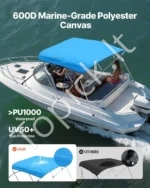 3 lankų bimini stogas valčiai, 183 cm ilgio, vandenyno mėlynumo - Image 2